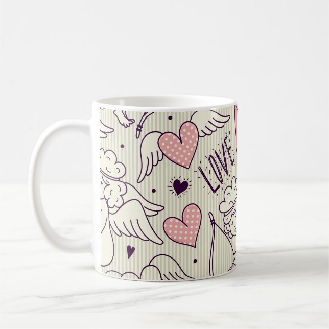 Angels, Valentine's Day, love pattern. Coffee Mug (Left)