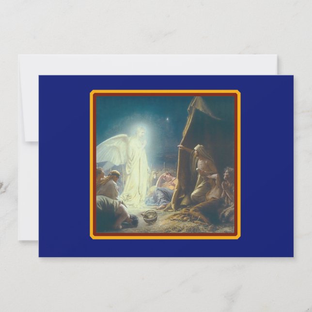 Angels Visit Shepherds Customized Christmas Holiday Card (Front)