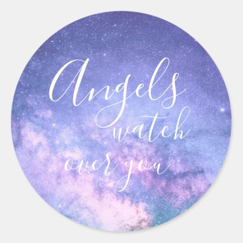 Angels Watch Over You Beautiful Blessing Classic Round Sticker