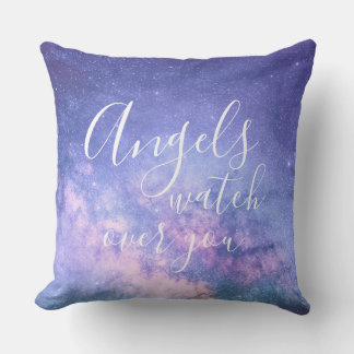 Angels Watch Over You Beautiful Blessing Throw Pillow
