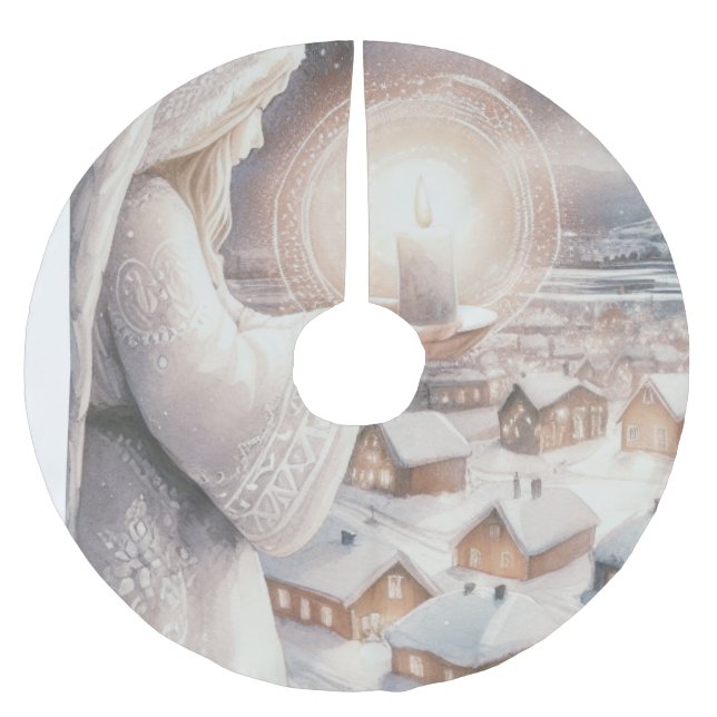 Angels watch over you brushed polyester tree skirt (Front)