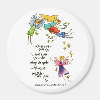 Angels Watch Over You Colorful Watercolor Sketch Magnet