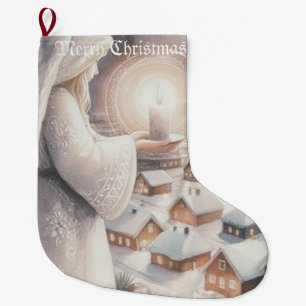 Angels watch over you large christmas stocking