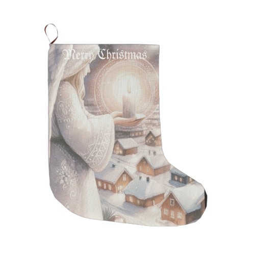 Angels watch over you large christmas stocking