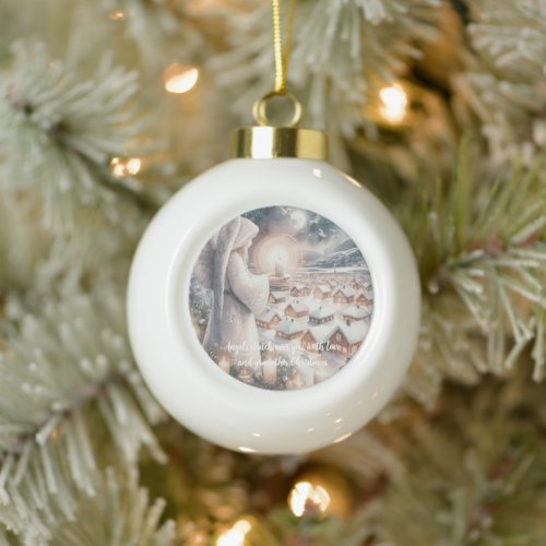 Angels watch over you nordic style Christmas  Ceramic Ball Christmas Ornament