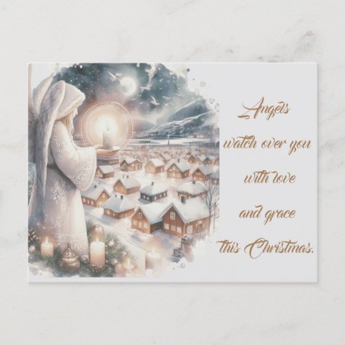 Angels watch over you nordic style Christmas  Postcard