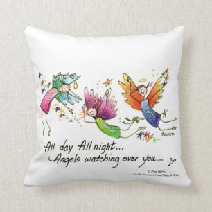 Angels Watching Over My Infant Watercolor Throw Pillow