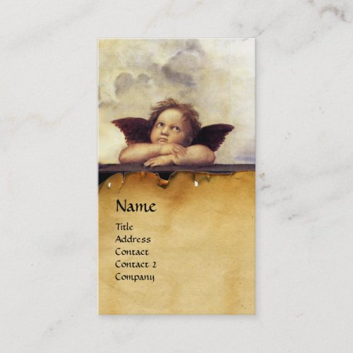 ANGELS Winged Cherub MonograPaechment Red Ruby Business Card