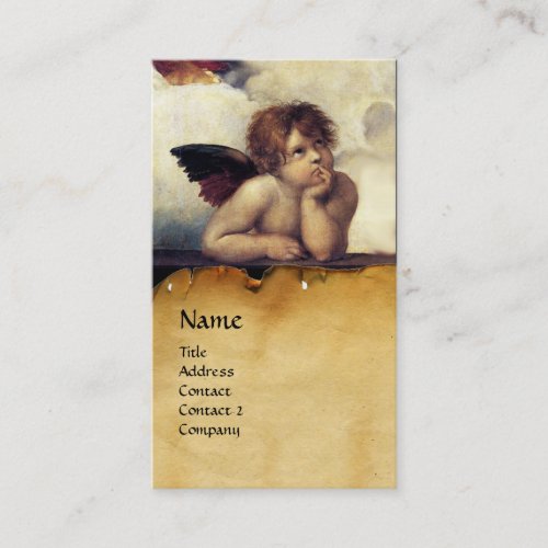 ANGELS Winged Cherub MonograPaechment Red Ruby Business Card