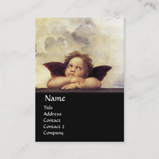 ANGELS Winged Cherubs, black Business Card (Front)