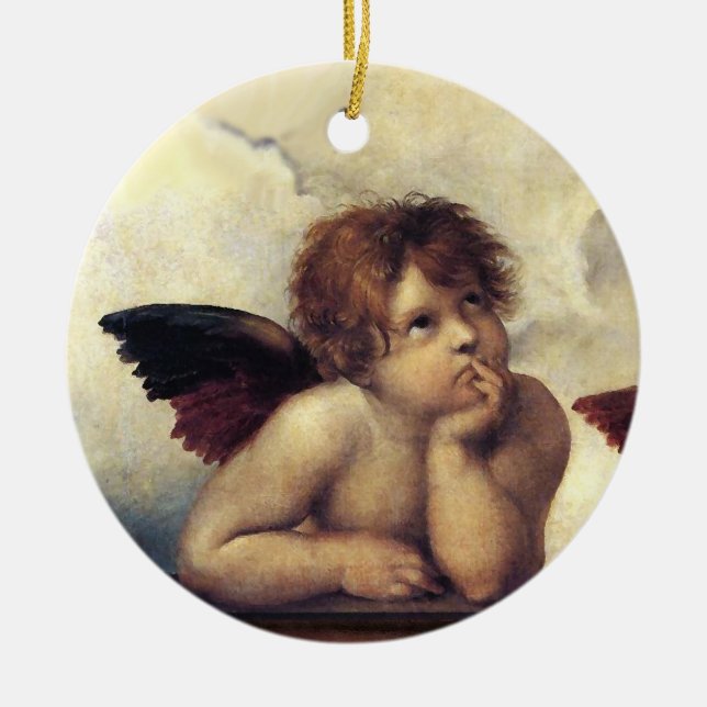 ANGELS / Winged Cherubs ,Clouds Raffaello Sanzio C Ceramic Ornament (Front)