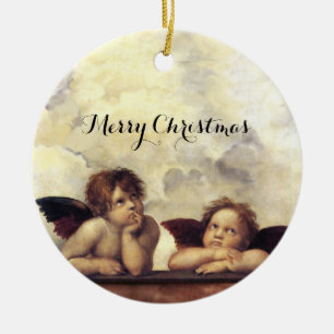 ANGELS / Winged Cherubs ,Clouds Raffaello Sanzio Ceramic Ornament