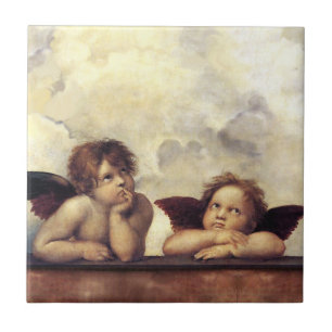 ANGELS /Winged Cherubs, Clouds,Raffaello Sanzio Ceramic Tile