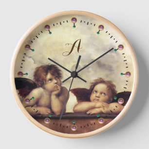ANGELS / Winged Cherubs ,Clouds Raffaello Sanzio Clock