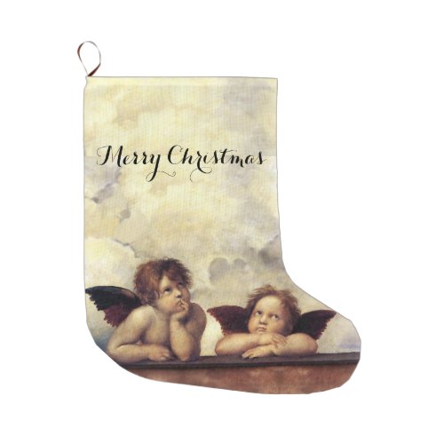 ANGELS  Winged Cherubs Clouds Raffaello Sanzio Large Christmas Stocking