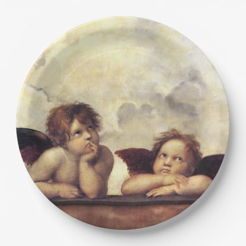 ANGELS  Winged Cherubs Clouds Raffaello Sanzio Paper Plates