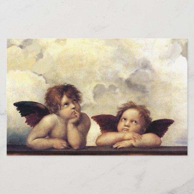 ANGELS / Winged Cherubs ,Clouds Raffaello Sanzio Stationery (Front)