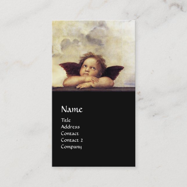 ANGELS Winged Cherubs Monogram  black Business Card (Front)