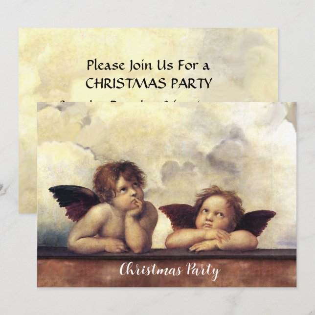 ANGELS Winged Cherubs Raffaello Sanzio Christmas Invitation (Front/Back)