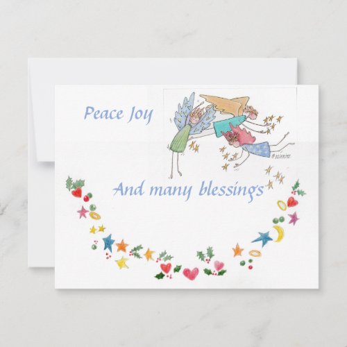 Angels Wish You Peace Joy and Many Blessings Holiday Card