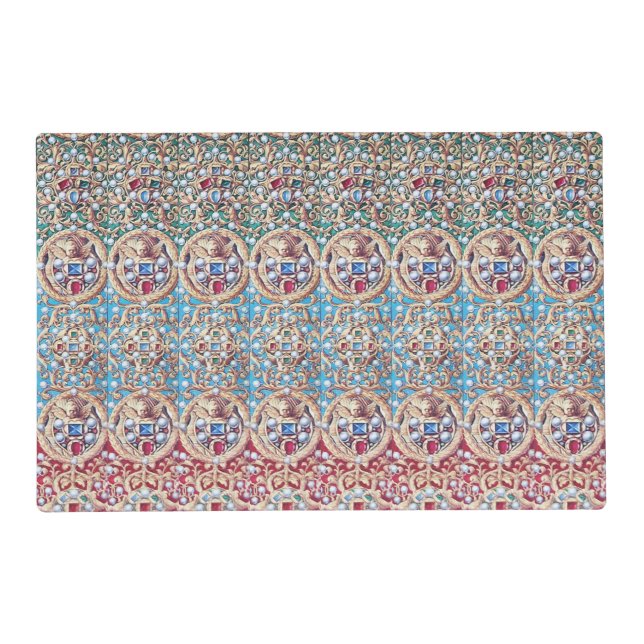 ANGELS WITH ANTIQUE JEWELS,GEMSTONES,PEARLS PLACEMAT (Front)