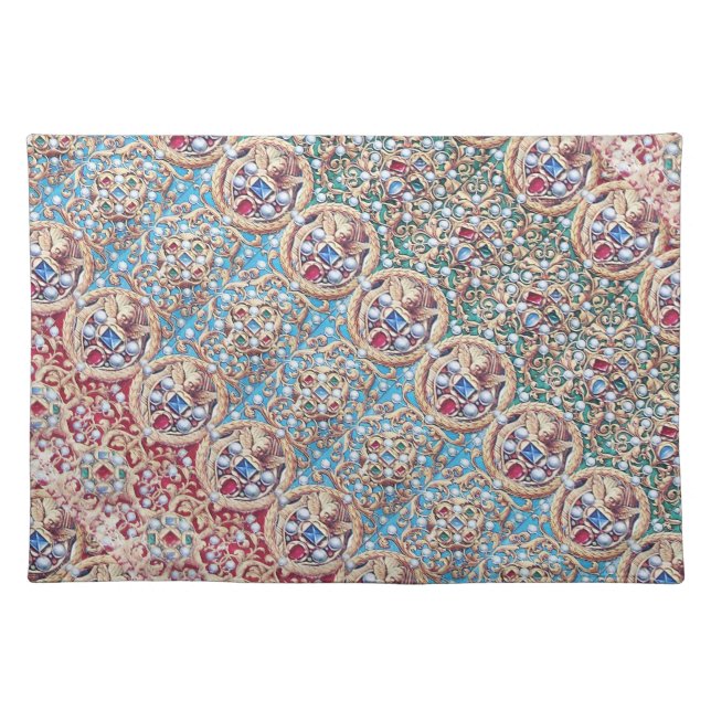 ANGELS WITH ANTIQUE JEWELS,GEMSTONES,PEARLS PLACEMAT (Front)