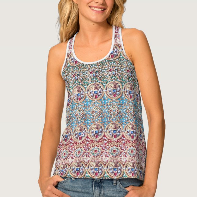 ANGELS WITH ANTIQUE JEWELS,GEMSTONES,PEARLS TANK TOP (Front)