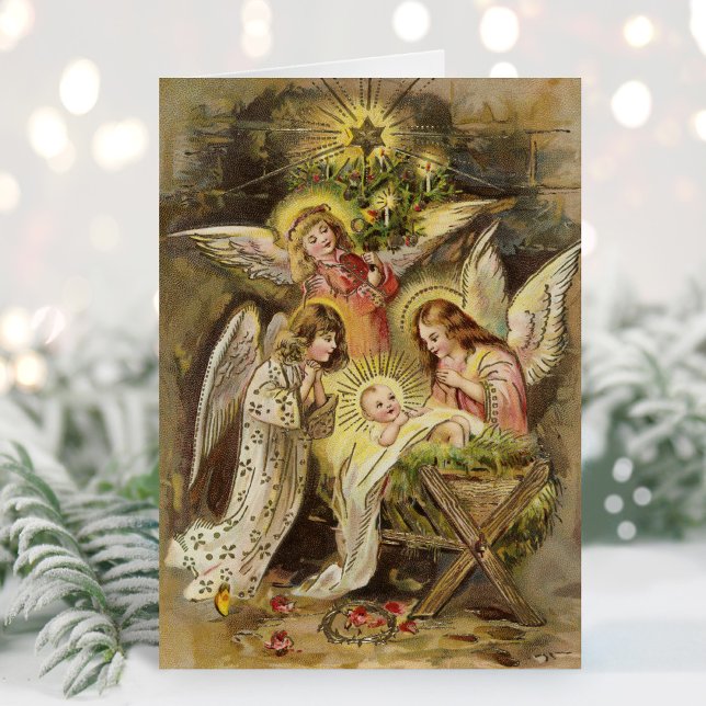 Angels with Baby Jesus | Vintage Christmas Card (Creator Uploaded)