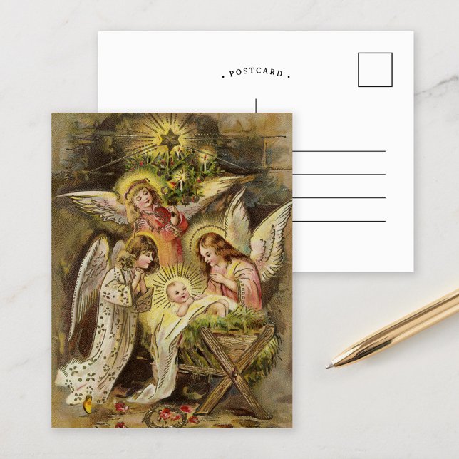 Angels with Baby Jesus | Vintage Christmas Postcard (Creator Uploaded)