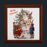 Angels with Christmas Gifts Victorian Image Name Gift Box<br><div class="desc">Gift Box - Two Angels with Christmas Gifts Victorian Image Name gift box</div>