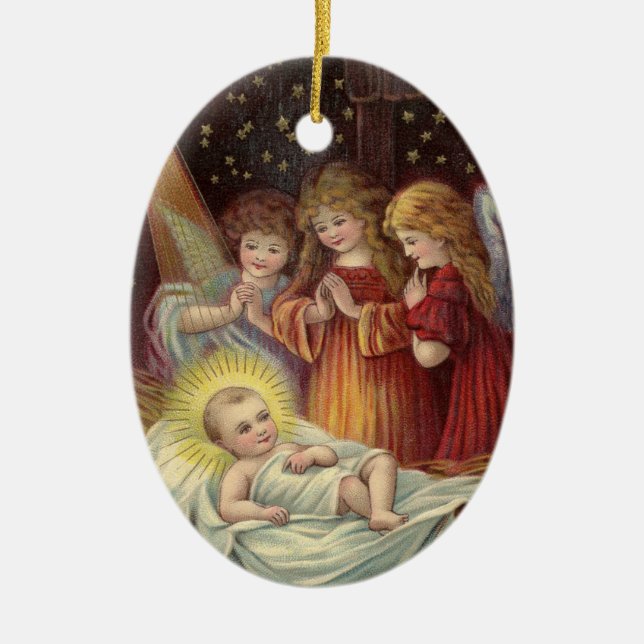 Angels With Jesus Ceramic Ornament (Front)