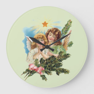 Angels With Palms Large Clock