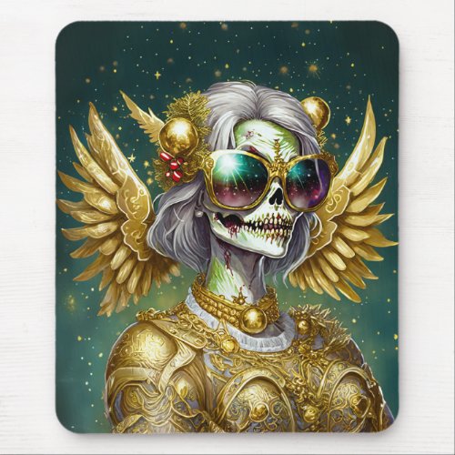 Angels with sunglasses in golden armor mouse pad