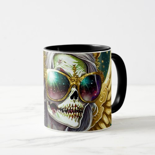 Angels with sunglasses in golden armor mug