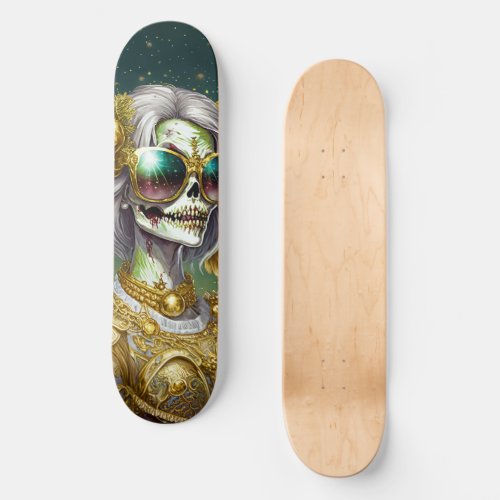 Angels with sunglasses in golden armor skateboard