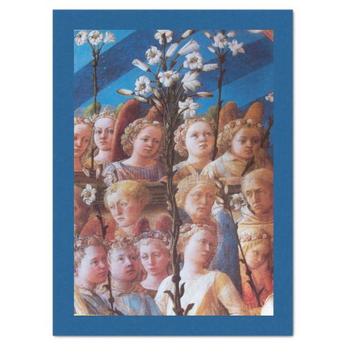 ANGELS WITH WHITE LILIES Blue Christmas Tissue Paper