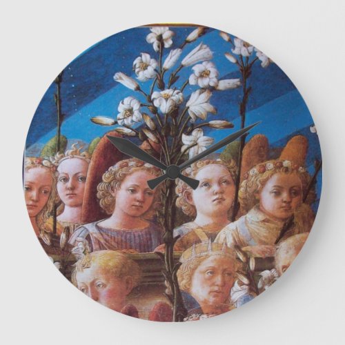 ANGELS WITH WHITE LILIES LARGE CLOCK