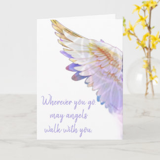 Angels With You Angel Lavender Gold Wing Greeting Card