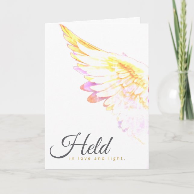 Angels With You - Yellow Wing – Held in Love Light Card (Front)