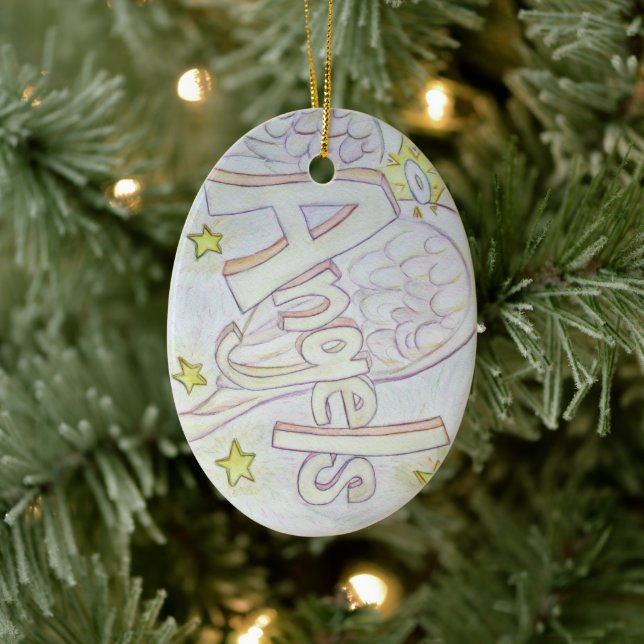 Angels Word Art Custom Pendant Ornaments (Tree)