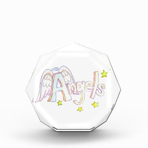 Angels Word Art Inspirational Paperweight Award