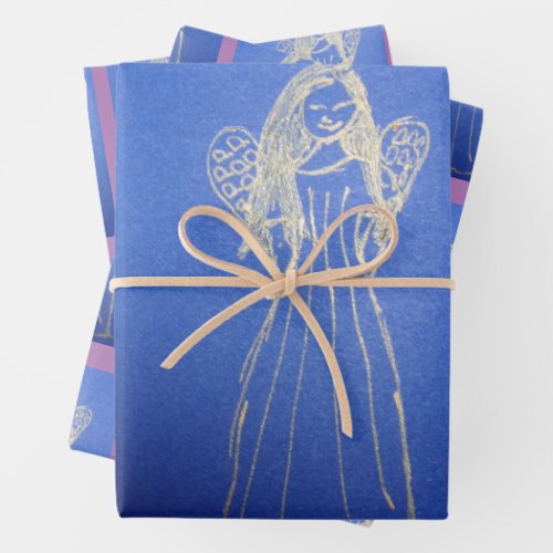 Angels Wrapping Paper Flat Sheets Set of 3