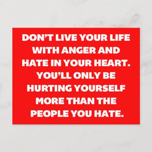 Anger And Hate Quote Postcard