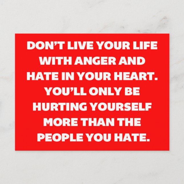 Anger And Hate Quote Postcard (Front)