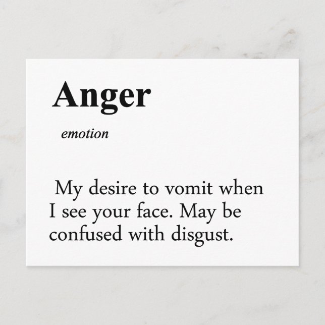 Anger Definition Postcard (Front)