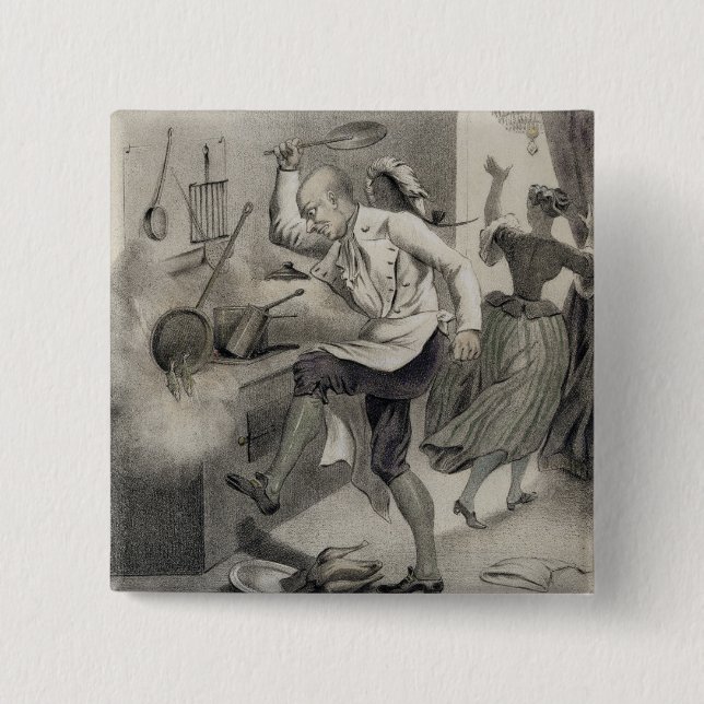 Anger in the Kitchen, from a series of prints depi Pinback Button (Front)