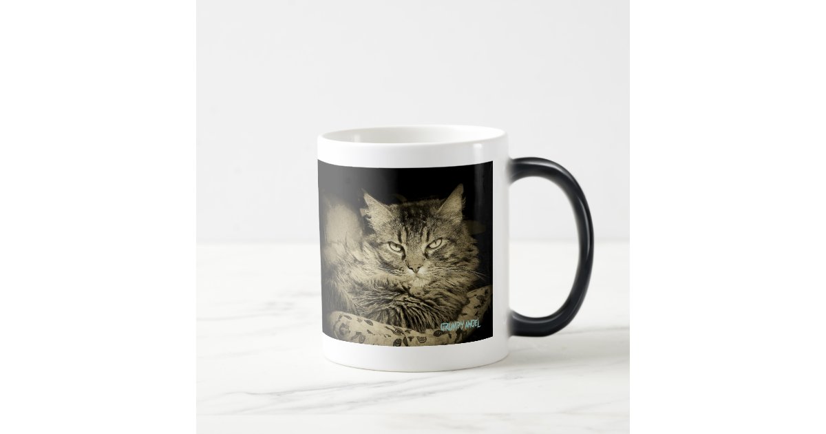  Angry Cat Face Kitty Meme Magic Mug, Heat Sensitive