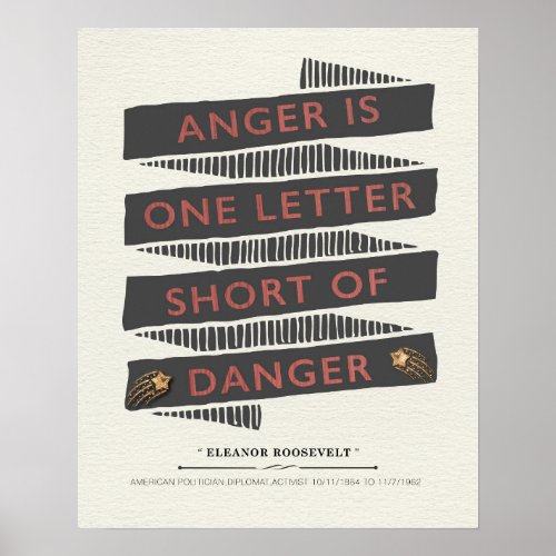 Anger Quote by Eleanor Roosevelt Poster