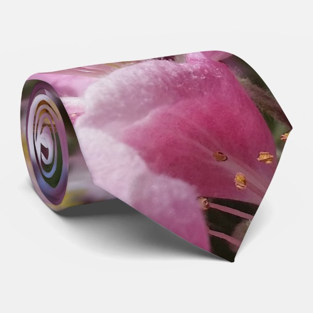 Angery Honey Bee On Pink Crabapple blossom Neck Tie (Rolled)