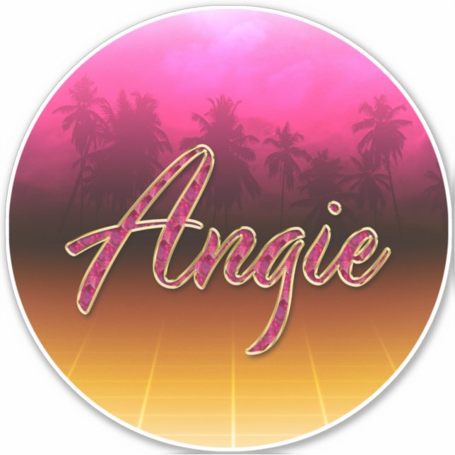 Angie First Name Golden pink Sticker (Front)